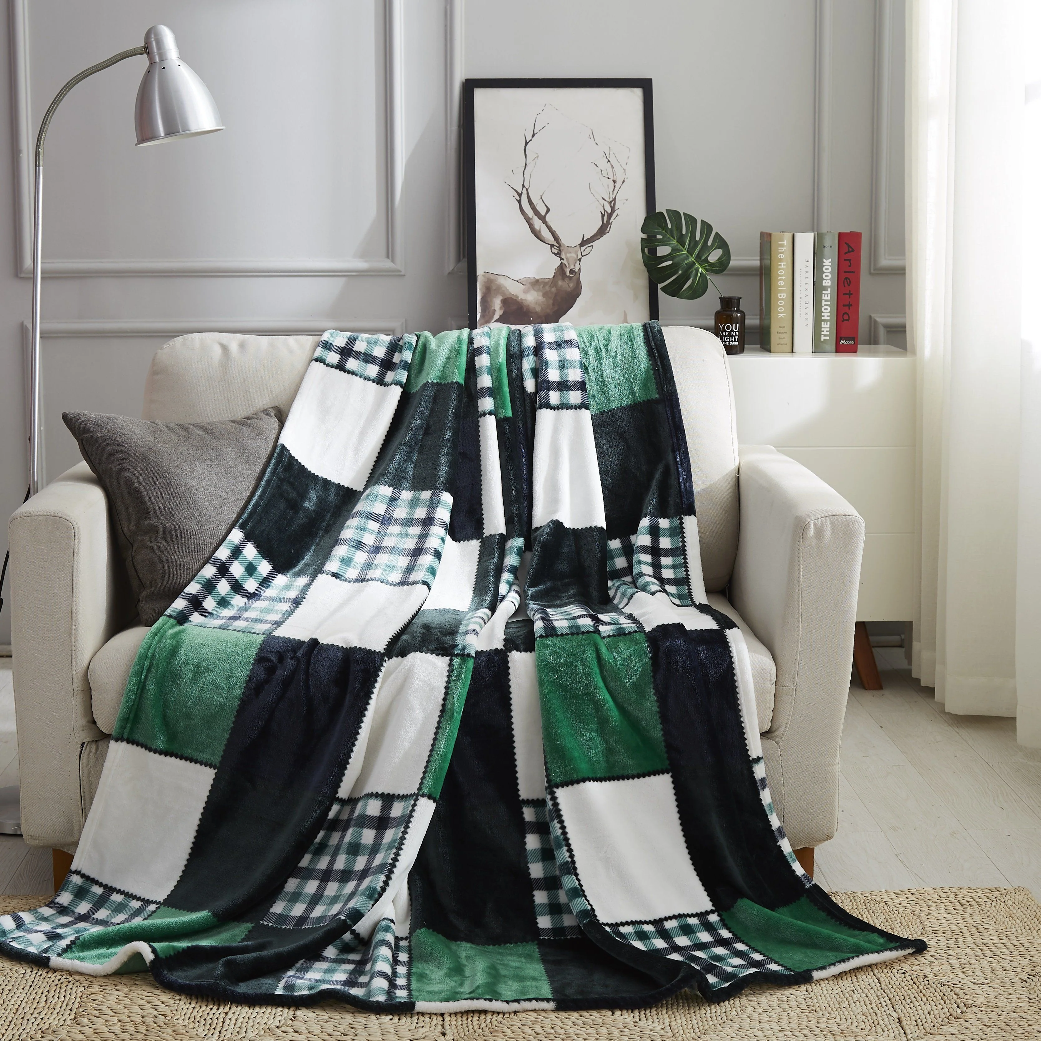 Excellent Tache Forest Green Plaid Flannel Throw Blanket 4023 Practical