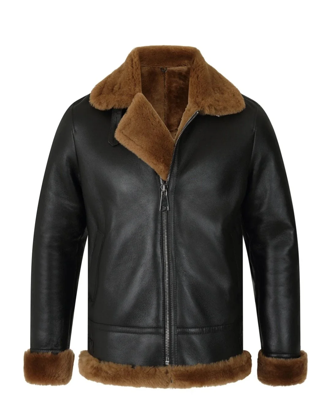 Expertly Made Classic Ginger Brown B3 Bomber Aviator Shearling Jacket Carefully Designed