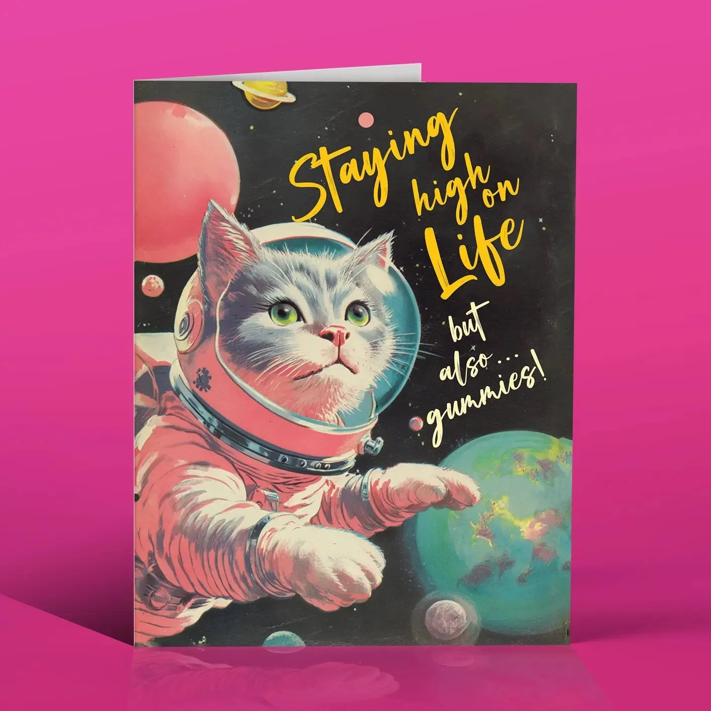 Exclusive Spacecat Gummies Greeting Card Solid