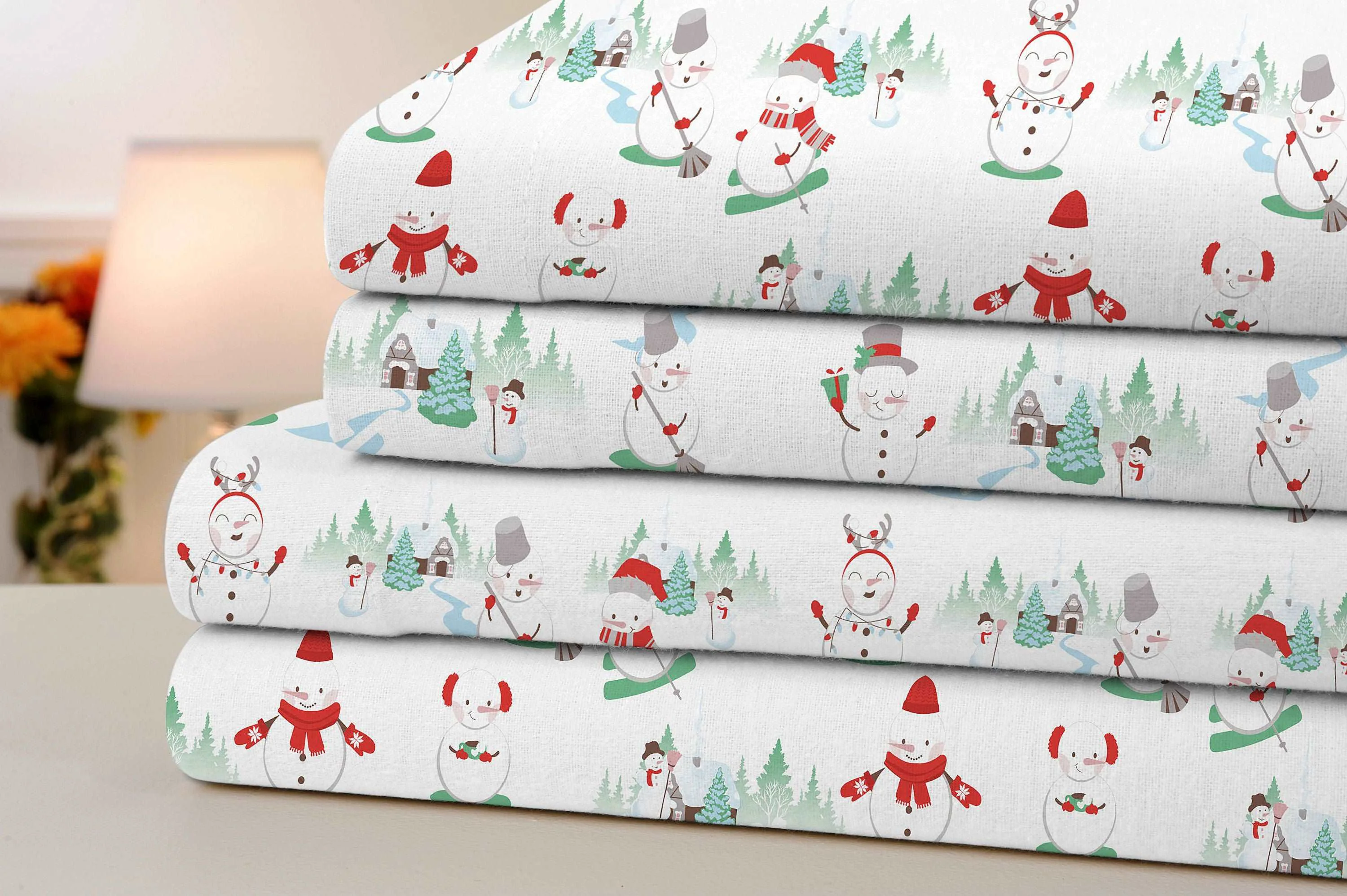 Green Bibb Home Printed Cotton 4 Piece Sheet Set Original Design