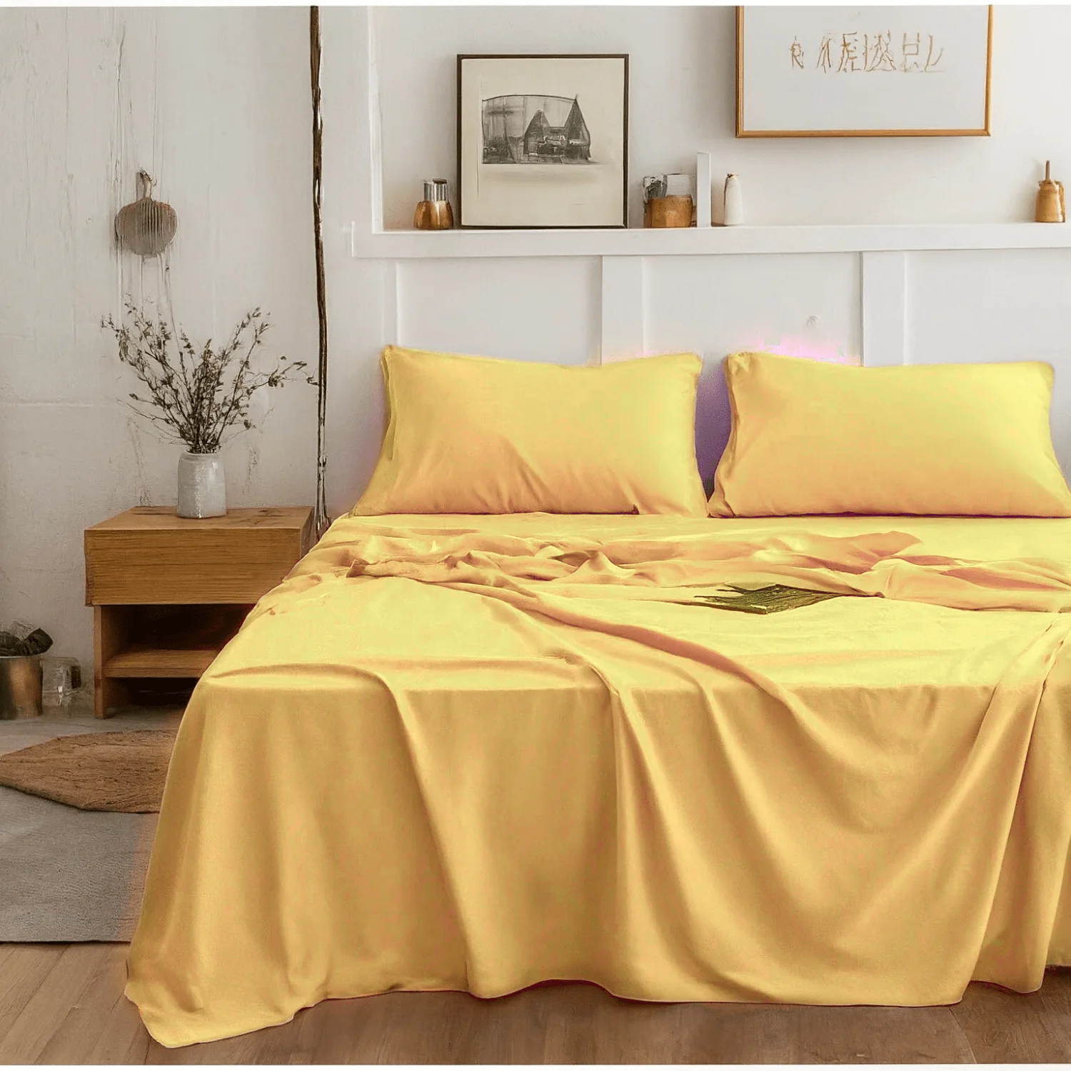 Green Tache Microfiber Sunny Yellow Bed Sheet Set 404-YS-BSS Specialty