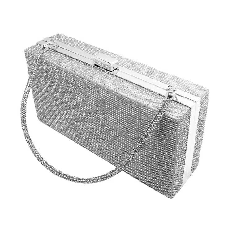 Verified Bling Rectangle Evening Tote Clutch Crossbody Bag Detailed
