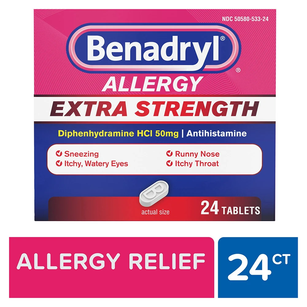 Casual Benadryl Extra Strength Diphenhydramine Antihistamine Allergy Relief Tablets 24 Ea Contemporary