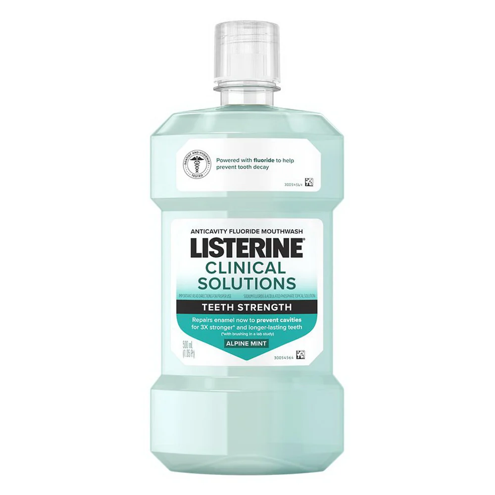 Safe Listerine Clinical Solutions Enamel Strength Anticavity Fluoride Alpine Mint Mouthwash 500 Ml Sophisticated