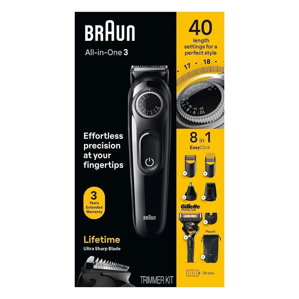 Top-Quality Braun Care Trimmer All-In-One Series 3 Battery Powered Trimmer for Men 1Ea Smooth