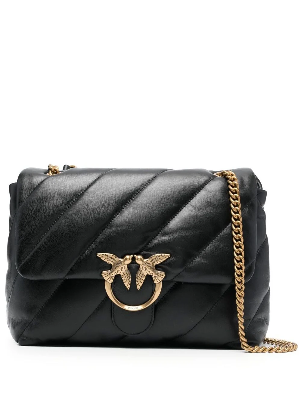 High-End Shoulder Bag Love Puff Black Leather Fine