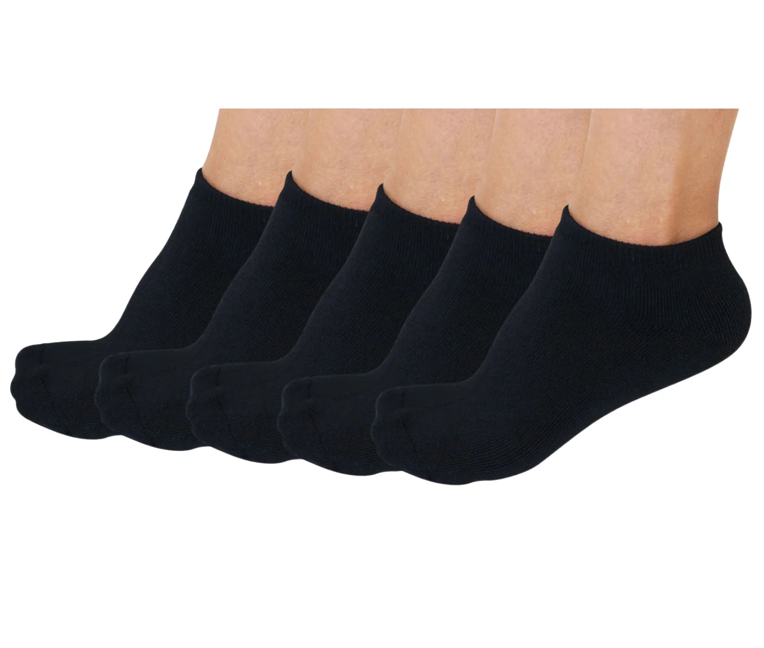 Durable No Look Anklet Bamboo Viscose Socks Unisex Black Color - 5-pack Easy-to-Use