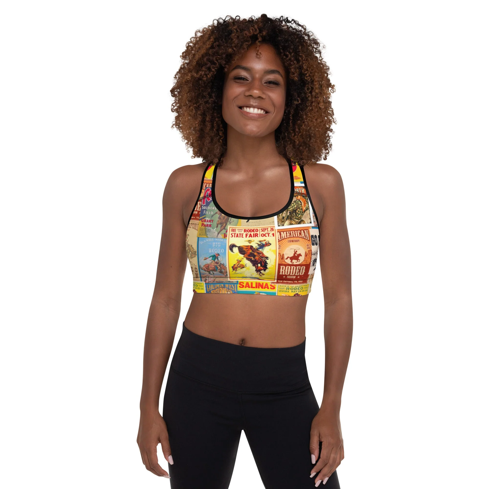 Excellent Vintage Rodeo Poster Padded Sports Bra Clean