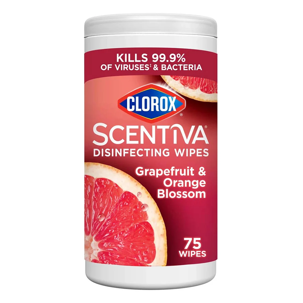 Convenient Clorox Scentiva Disinfecting Cleaning Wipes Grapefruit and Orange Blossom 75 Ea Responsible