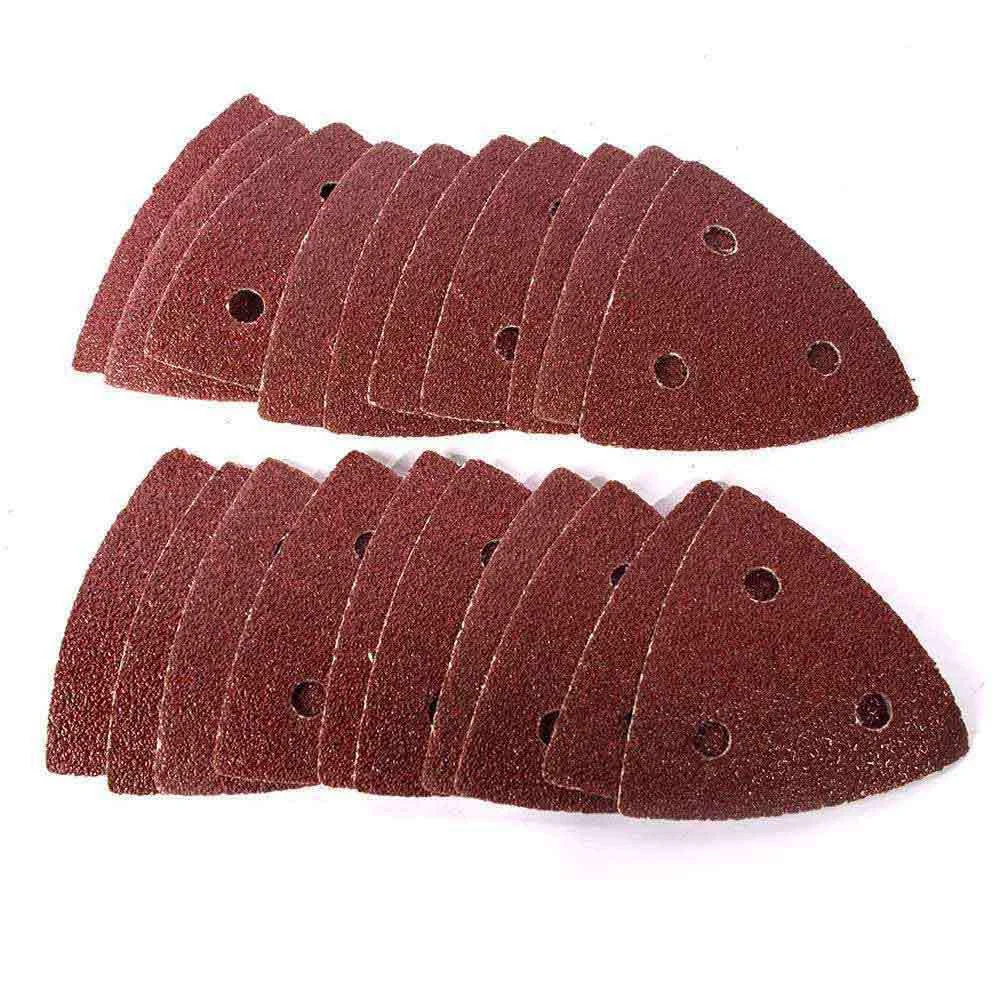 User-Friendly 20PC 80 Grit Triangle Sandpaper With Holes for Multi Tool Corner Sander Authentic