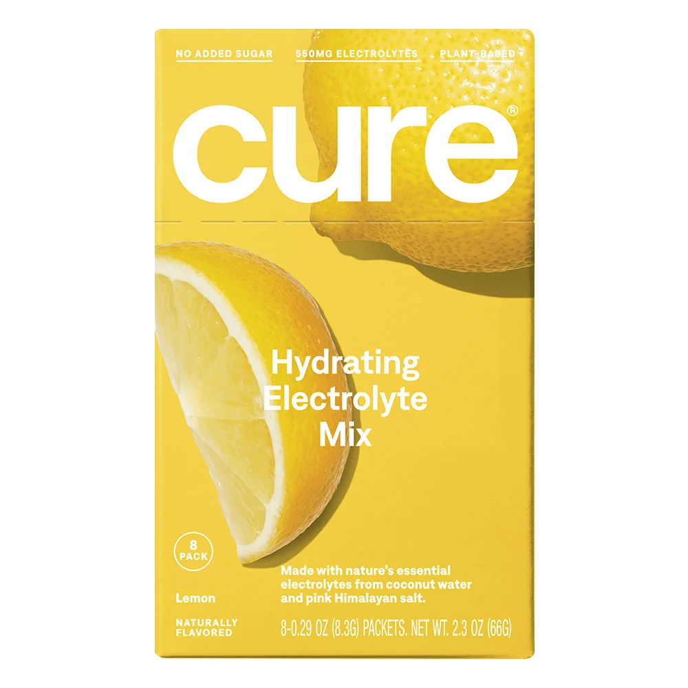 Effective Cure Hydration Electrolyte Powder Drink Mix Lemon 8 Ea Secure