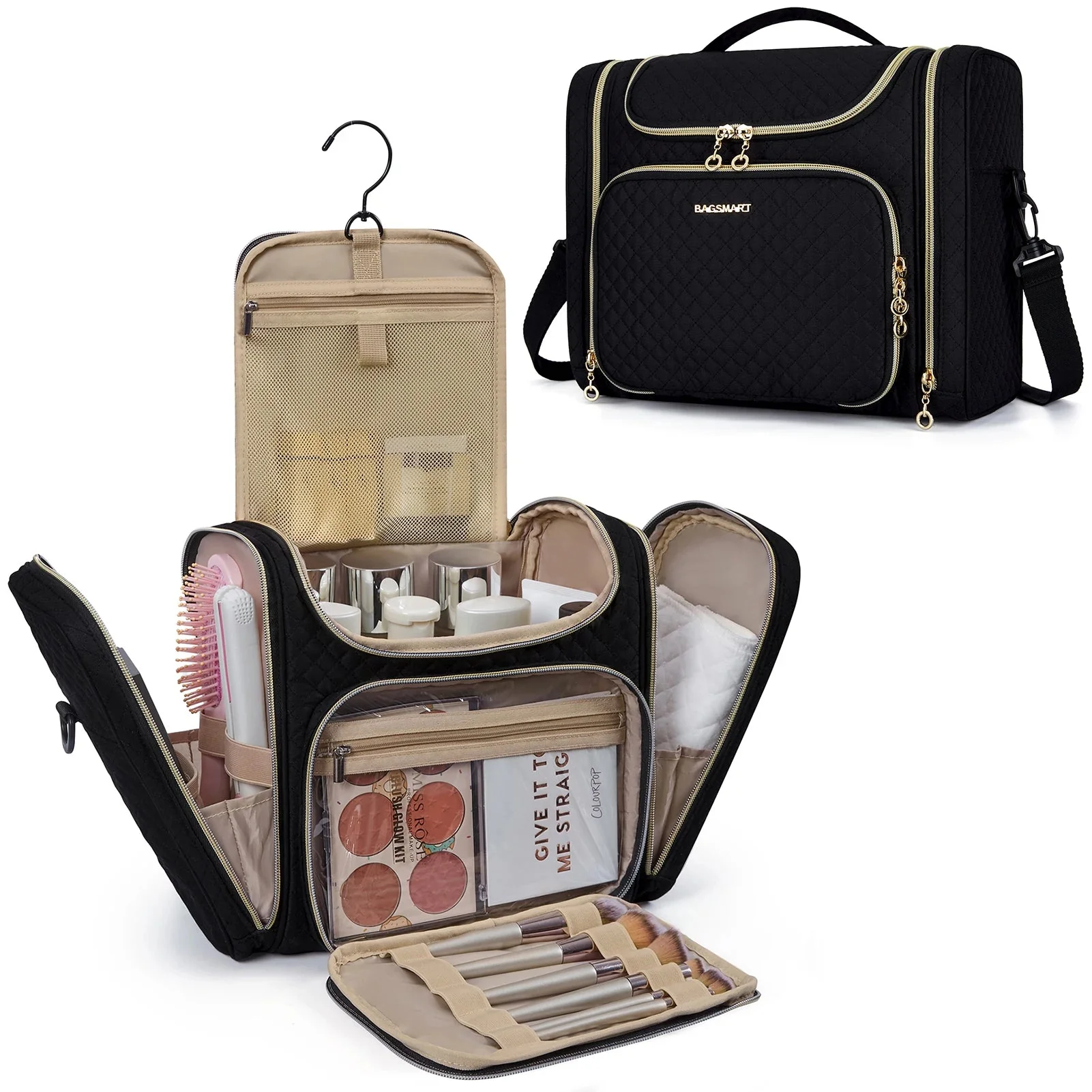 Enhanced Spacious Women's Toiletry Organizer Bag Flexible