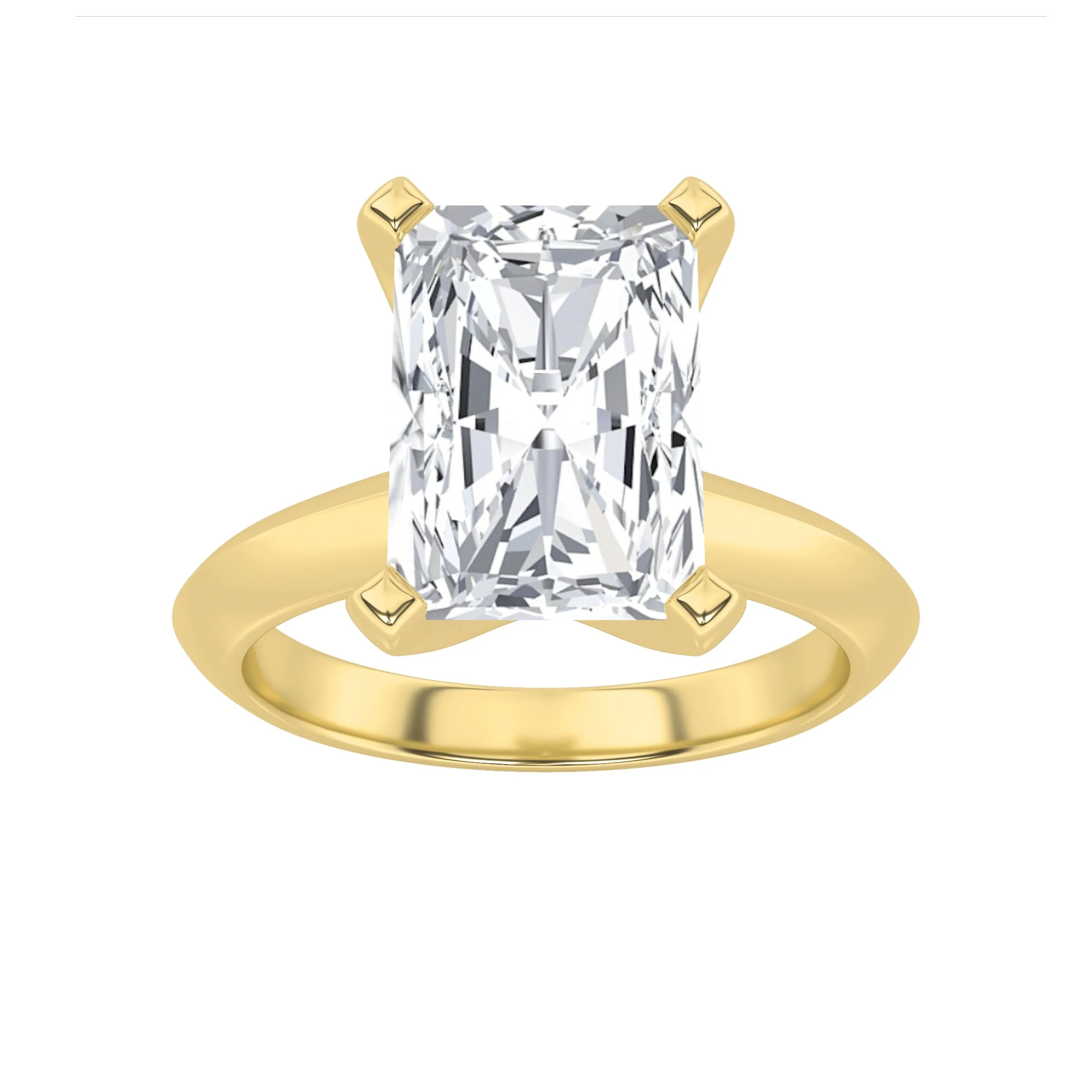 Fine 3Cttw Radiant Shaped Lab Grown Diamond F Knife Edge Shank Solitaire Engagement Ring in 14K Gold Original