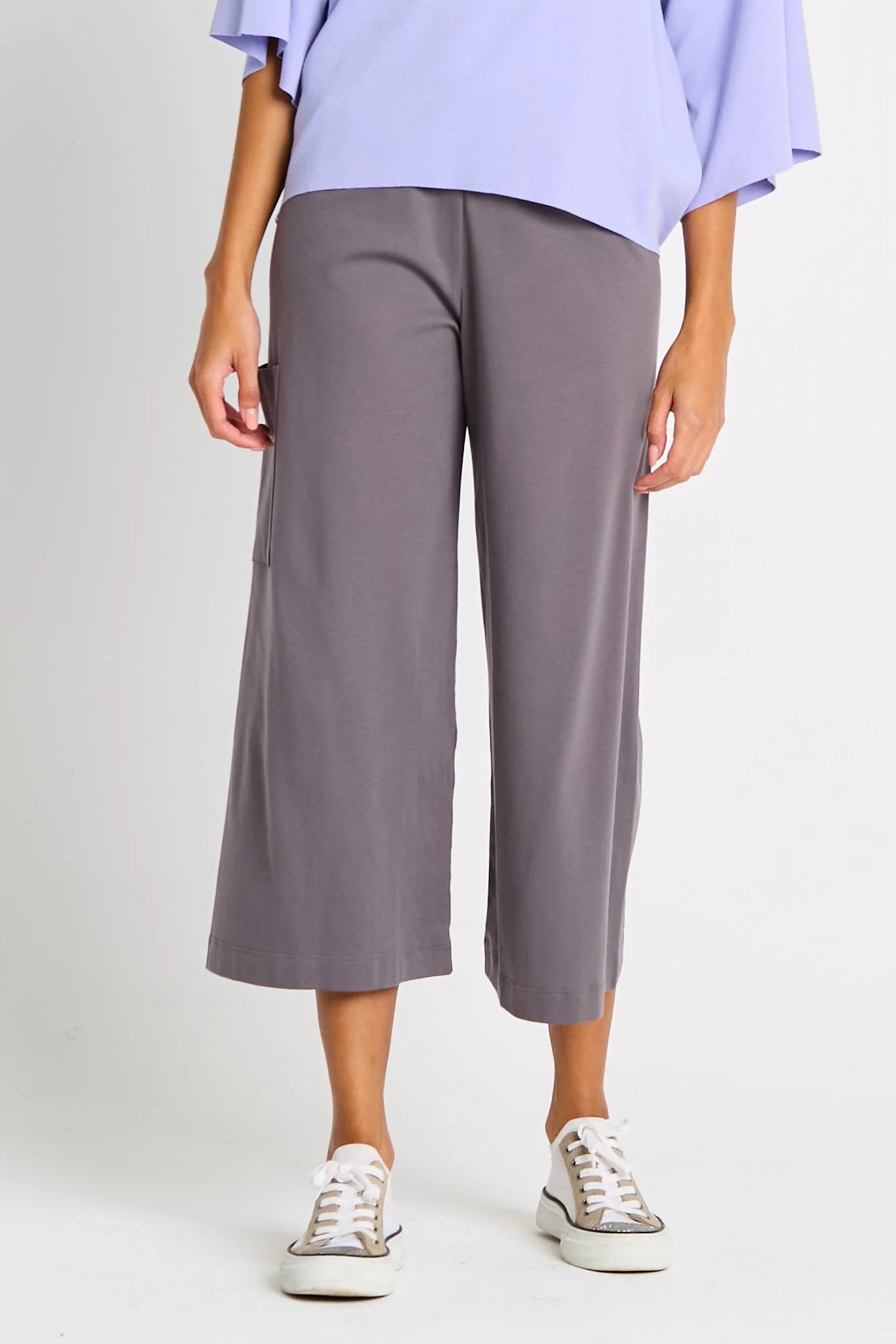 Classic Pima Cotton Cropped Gaucho Pants - Lava Reusable