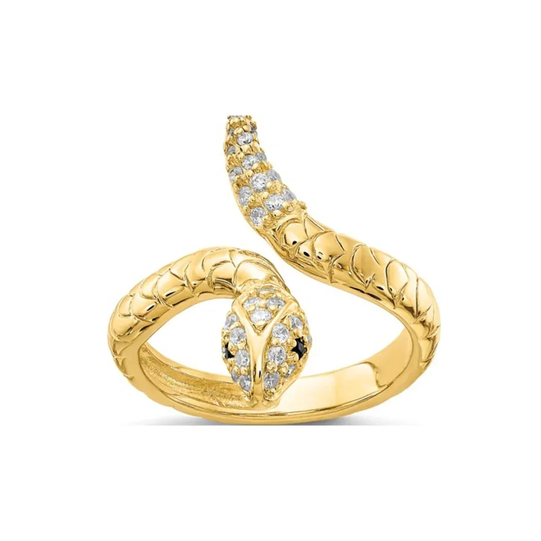 Prestigious Cubic Zirconia Sterling Silver Snake Ring Optimized