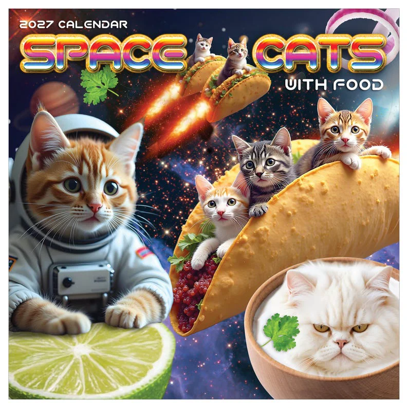 Smart 2027 Space Cats Wall Calendar Flexible