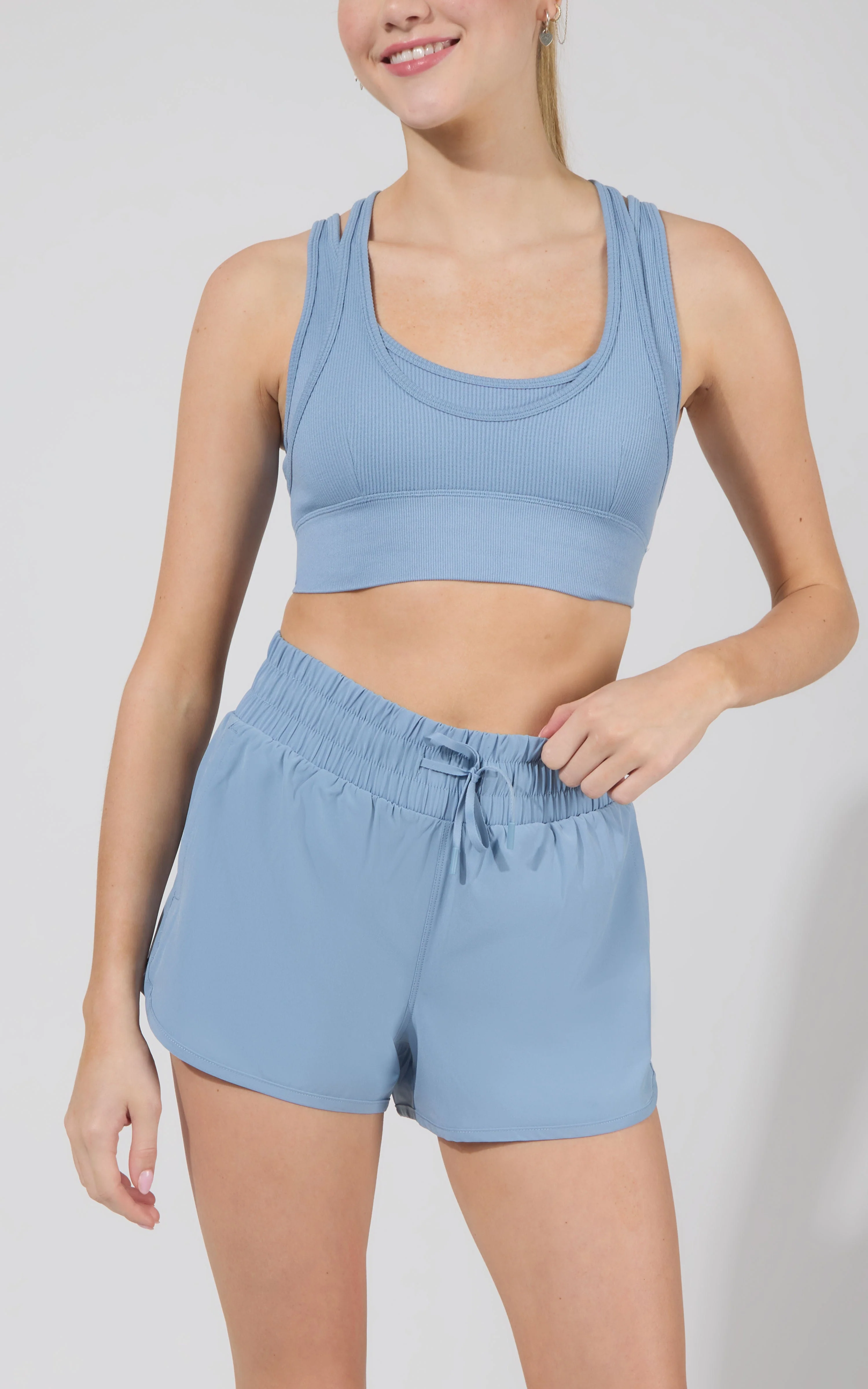 Organic 90 Degree by Reflex Seamless Double Layer Bra Running Short w Scrunchie Comfortable