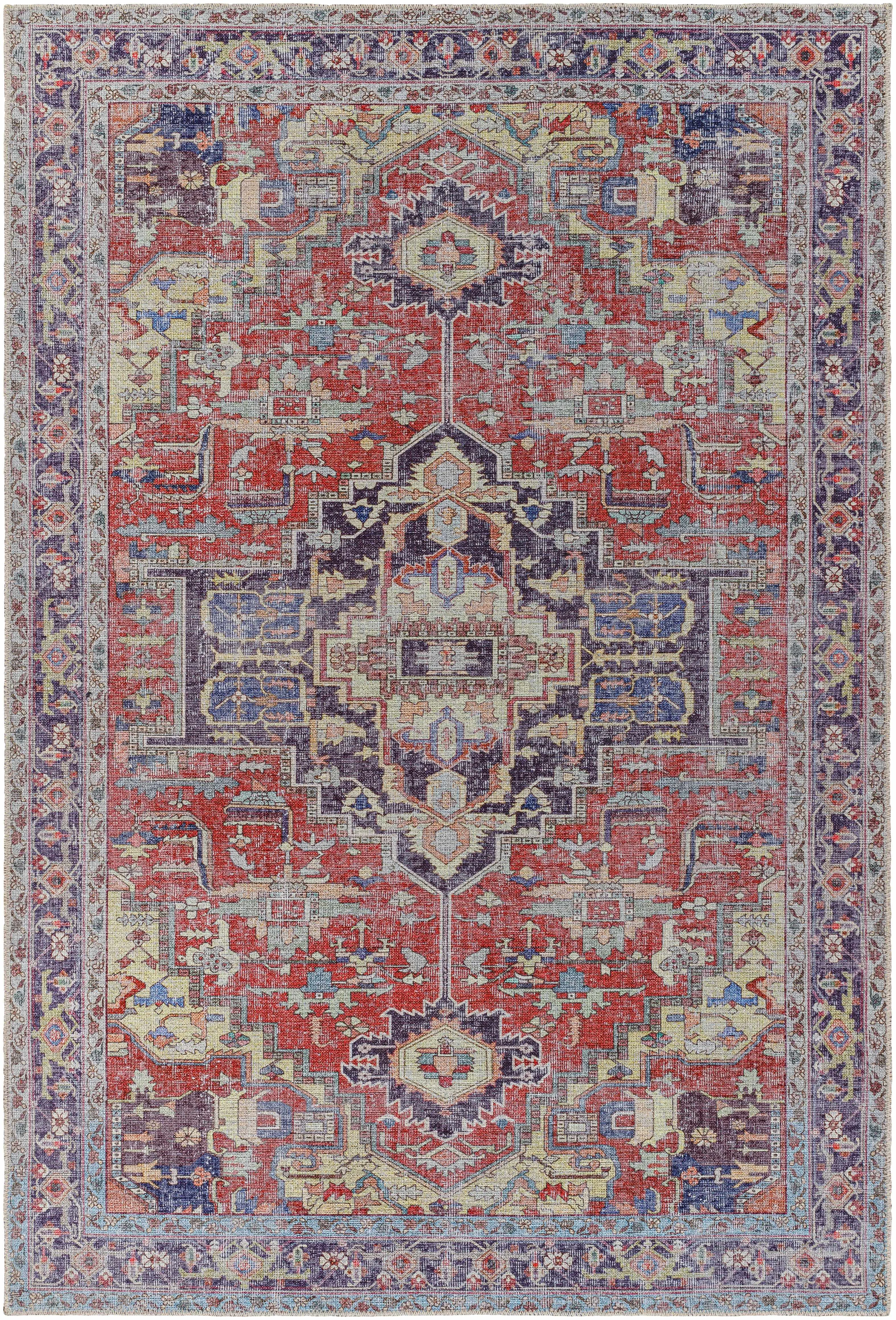 Casual Reza Red Washable Rug - Efficient
