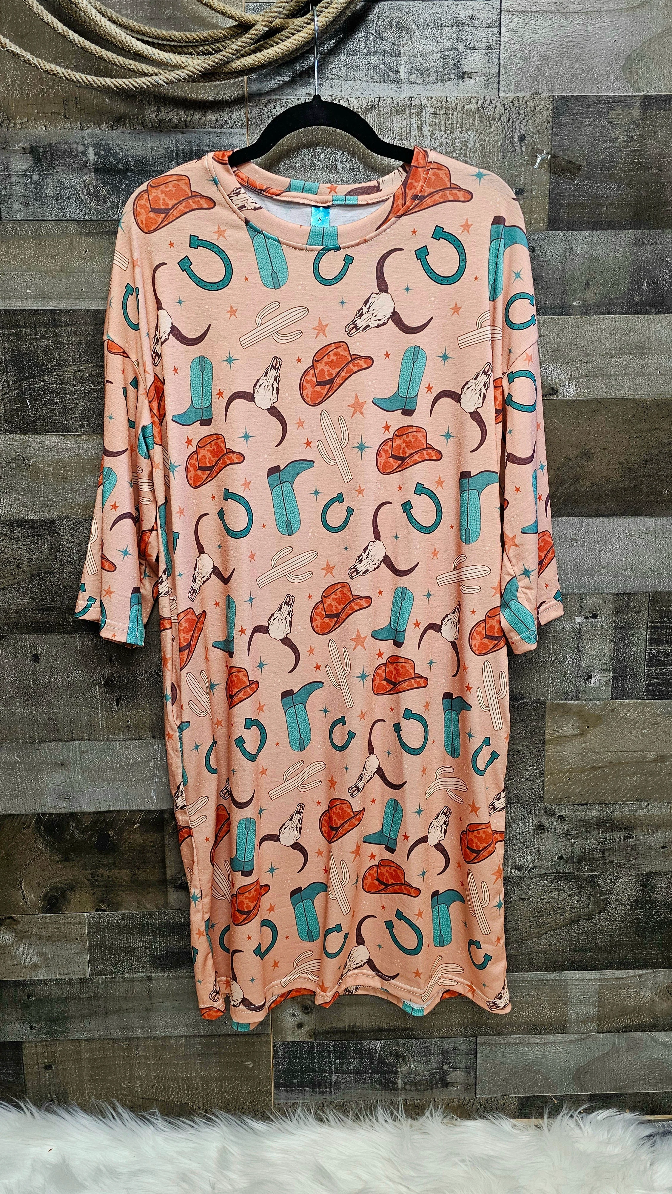 Functional Baha Ranch Everything Western Oversized Sleep Shirt Relaxed
