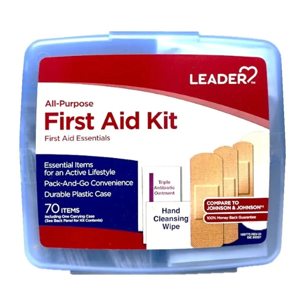 Breathable Leader All Purpose First Aid Kit Essential Items 70 Ea High-Grade