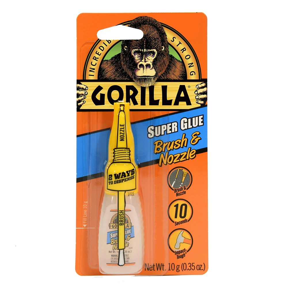 Organic Gorilla Super Glue Brush and Nozzle 0.35 Oz Flexible