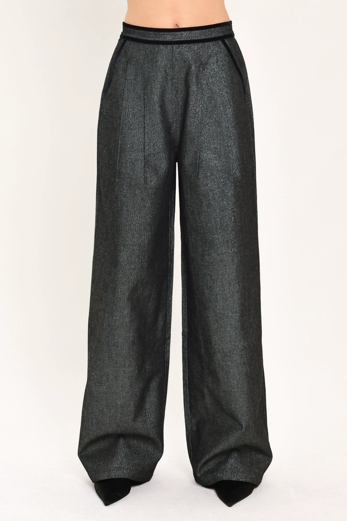 Classic Metallic Hourglass Woven Wide Leg Pants Proven