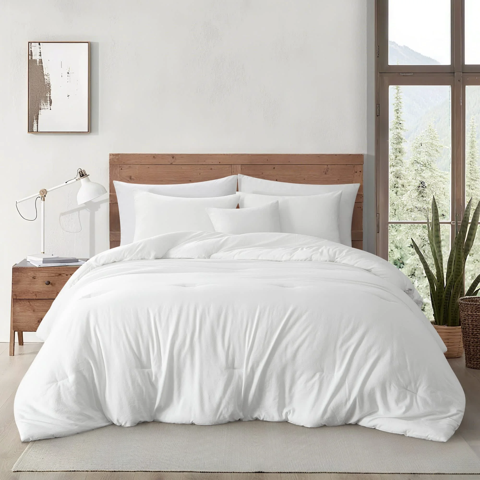 Smooth Nanshing White Comforter Set Twin 2 Piece Super Soft Prewashed Bedding Cotton-Like Breathable Comforter Warm Down Bedding Set All season Matching Pillow Shams Advanced
