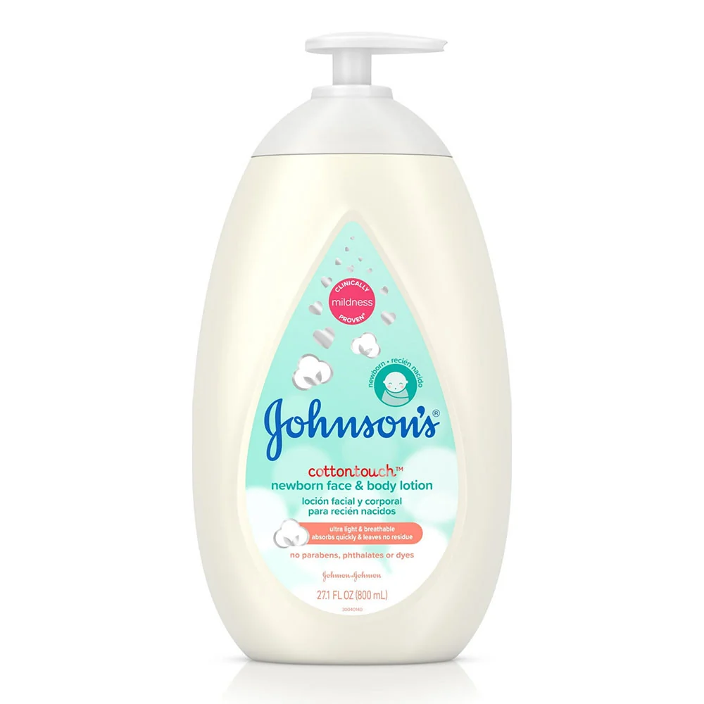 Refined Johnsons Cotton Touch Newborn Baby Face and Body Lotion 27.1 Oz Next-Generation