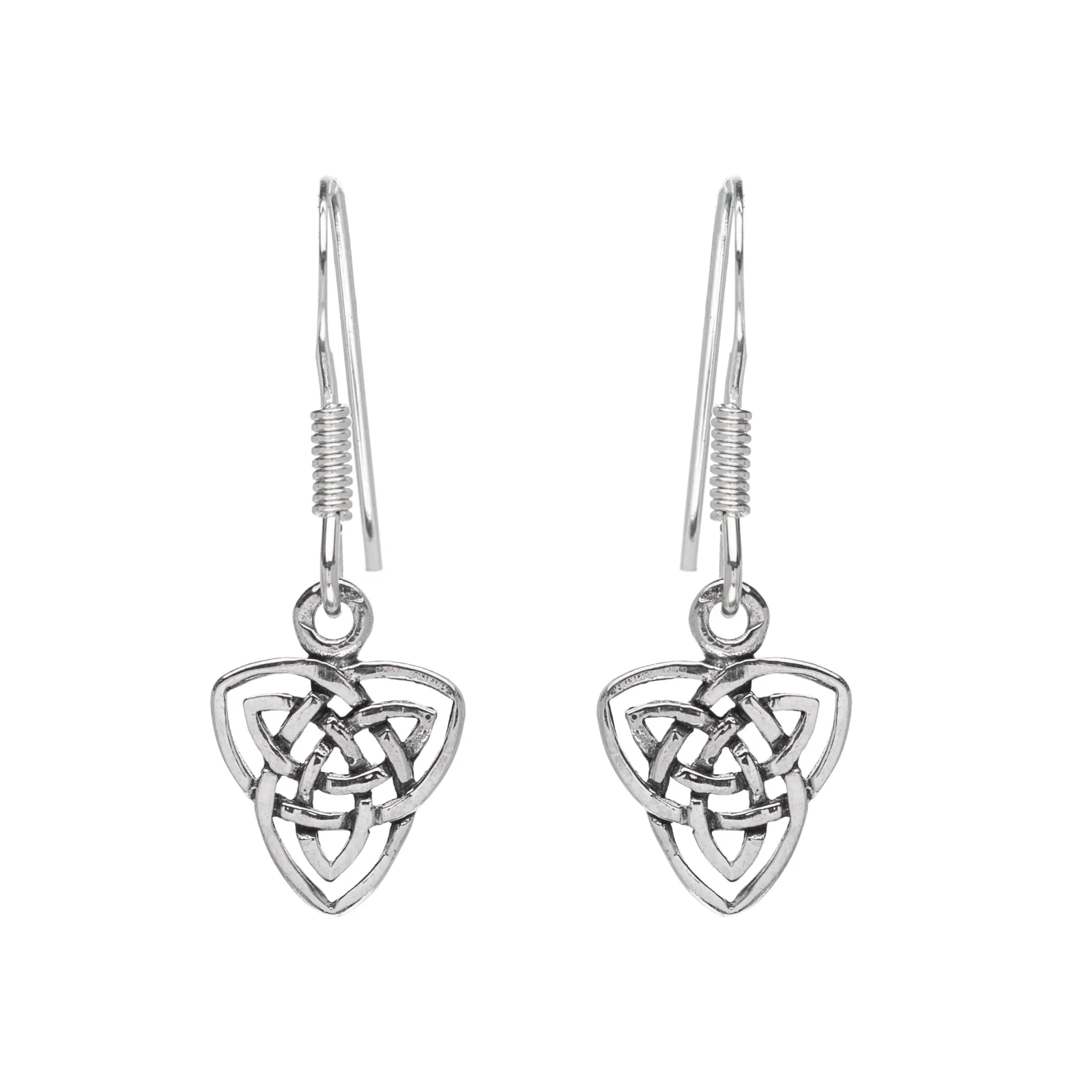 World-Class Sterling Silver Celtic Knot Drop Earrings Smooth