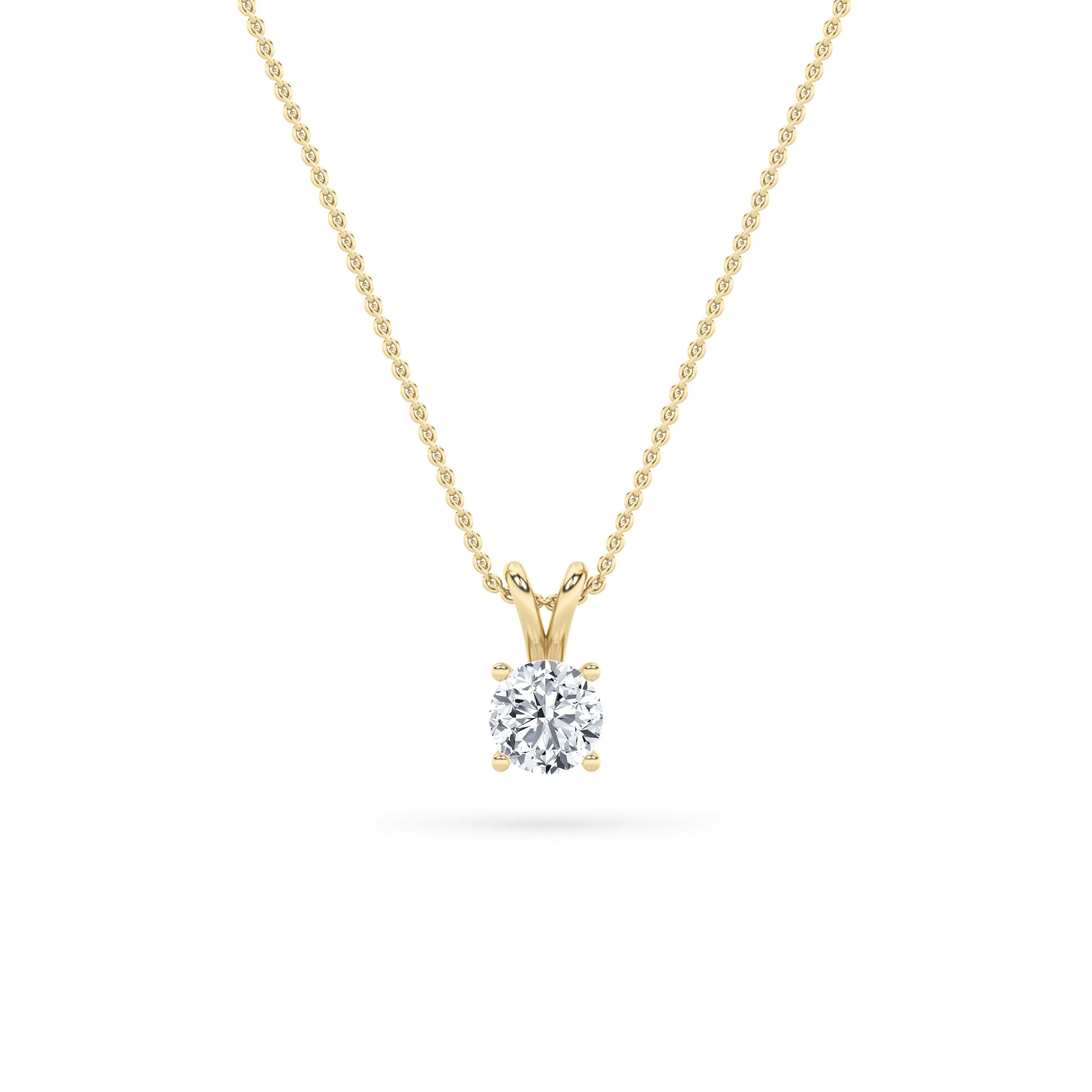 Casual 1.0-3.0ct Round Shaped Lab Grown Diamond F Split Bale Solitaire Pendant in 14K Yellow Gold Relaxed