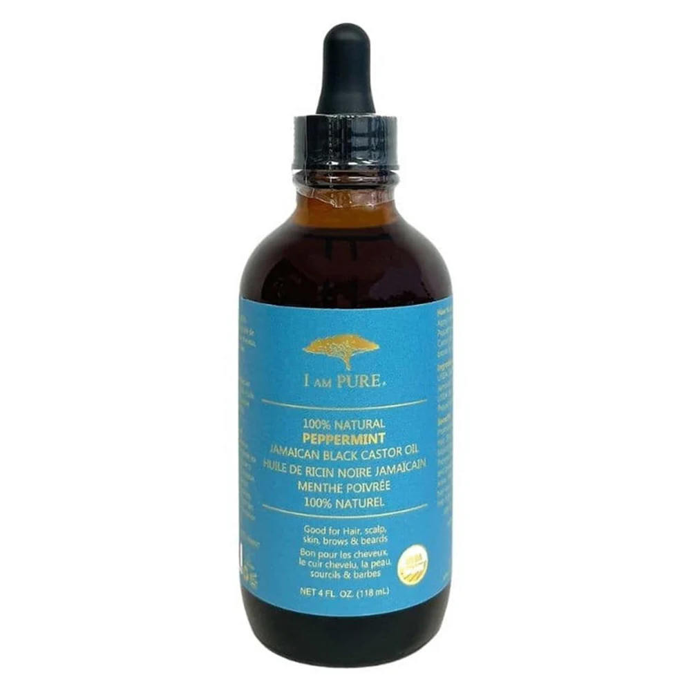 Verified I Am Pure Jamaican Black Castor Oil Peppermint Nourishing Hair Scalp and Skin 4Oz 118ml Healthy