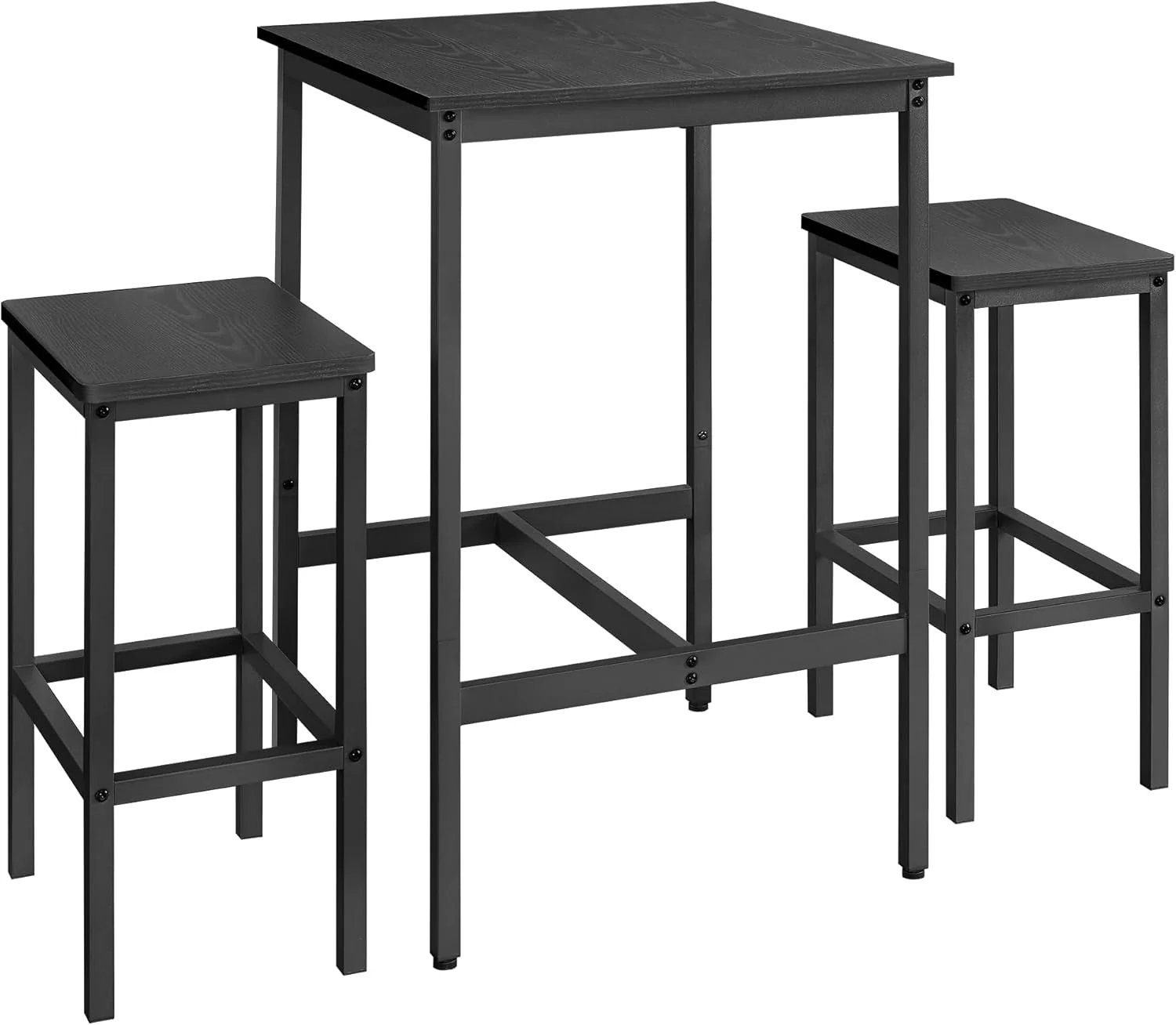 Authentic Multifunctional Ultracompact Black Bar Table Two Chairs Luxury