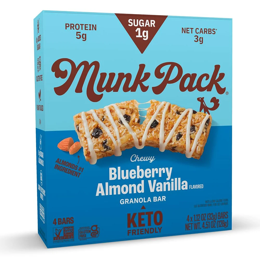 Efficient Munk Pack 1g Sugar Granola Bars Blueberry Almond Vanilla Bars 4 Ea Comfortable