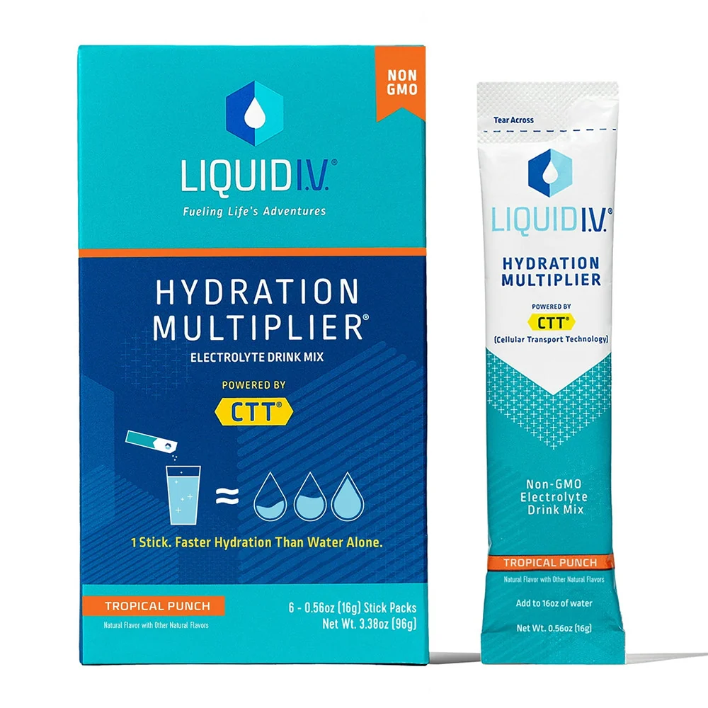 Certified Liquid I.V. Hydration Multiplier Electrolyte Powder Packet Drink Mix Tropical Punch Flavor 0.56 Oz Relaxed
