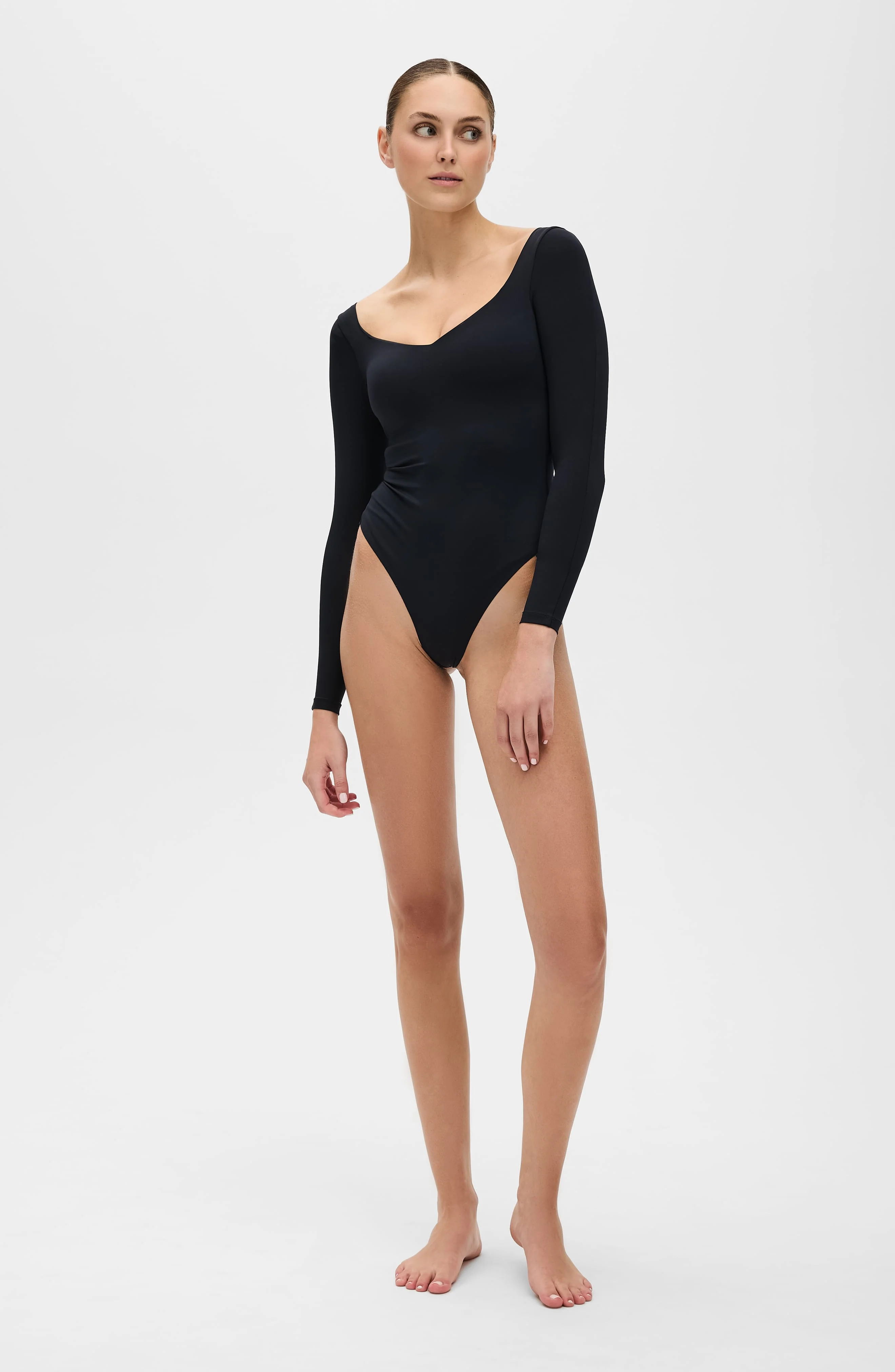 Practical Iconic Compression Long Sleeve Bodysuit - Thong Genuine