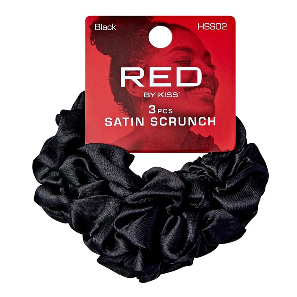 Expertly Made Kiss Red Jumbo Satin Scrunch Black 3Ea Smooth