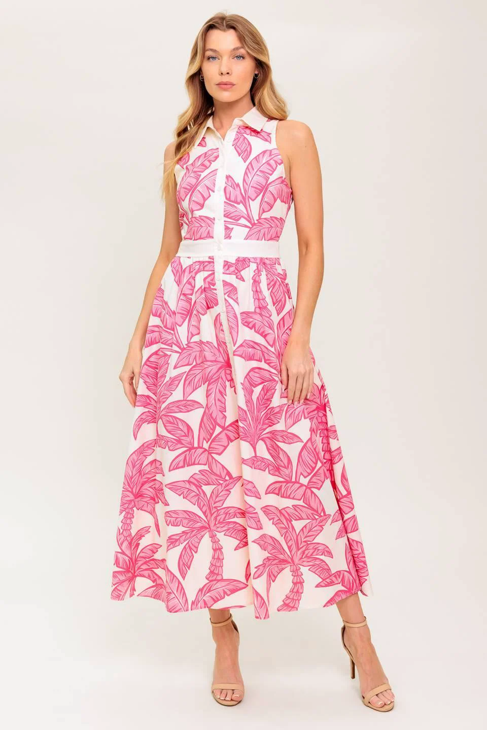 Sophisticated Whisper in Bloom Woven Midi Dress Versatile