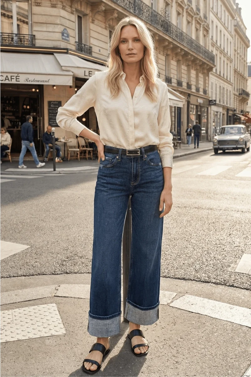 Stylish Noelle Inseam High Rise Relaxed Straight Leg Jeans Outstanding