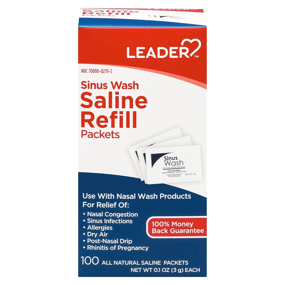 Casual Leader Sinus Wash Saline Refill Packets Allergies and Nasal Congestion 100 Ea 0.1 Oz Stylish