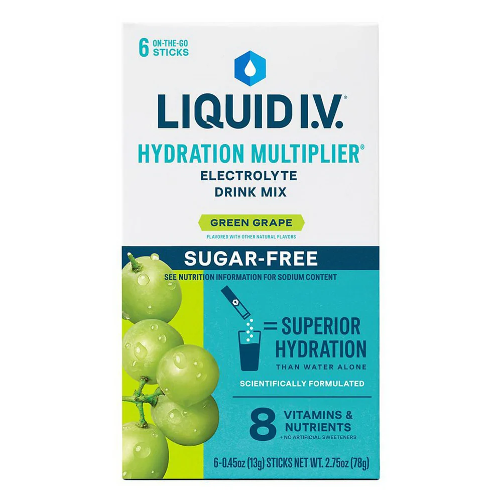 Top-Quality Liquid I.V. Hydration Multiplier Sugar Electrolyte Drink Mix Green Grape Flavor 0.45 Oz Organic