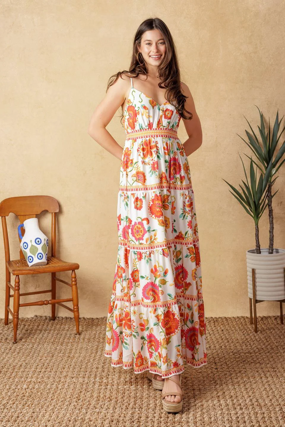 Carefully Designed Easy on Me Ivory Red Midi Dress Proven