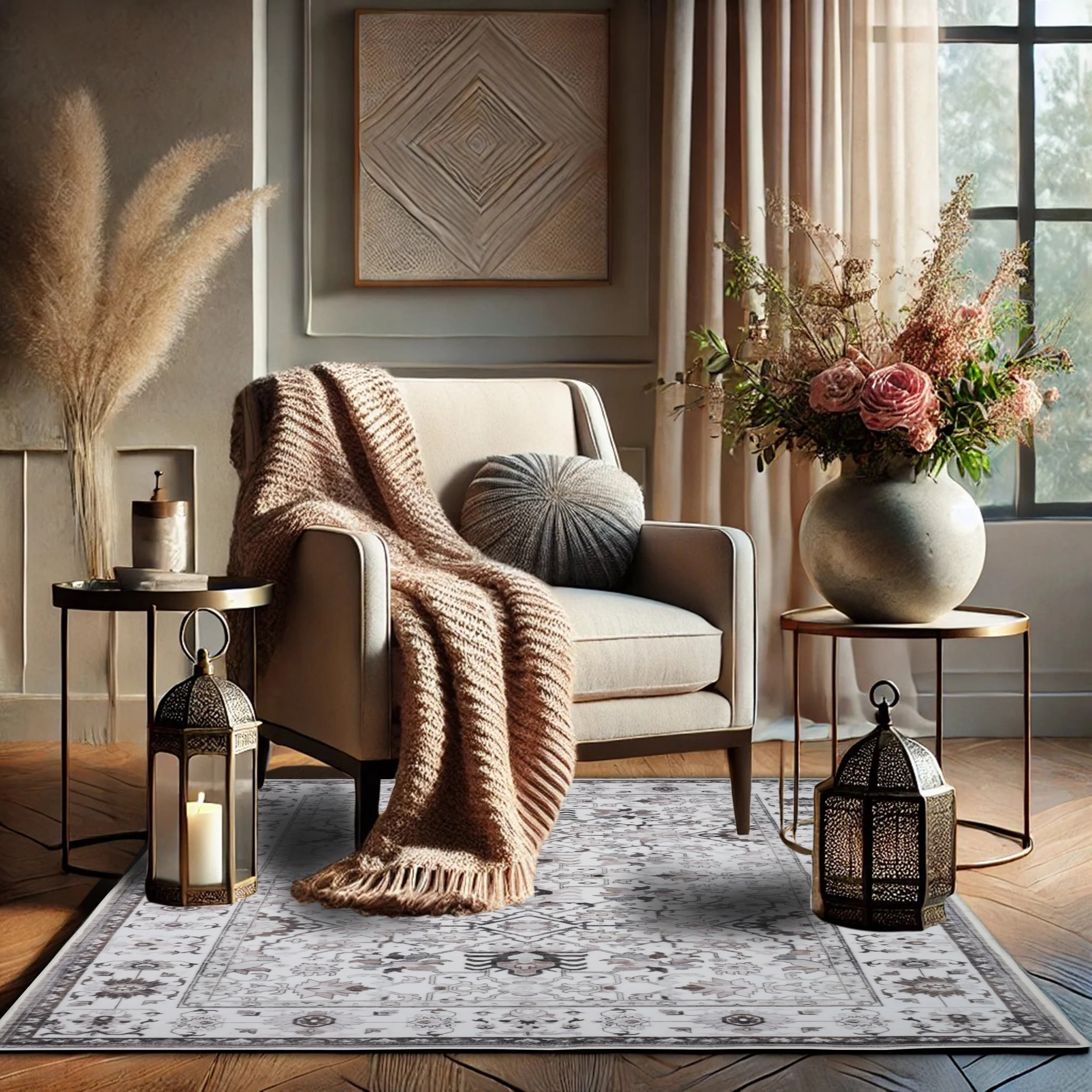 Authentic Bibb Home Washable Flannel Printed Accent Rug With Latex Back 1-2-Pack 20x30 Fine Crafted