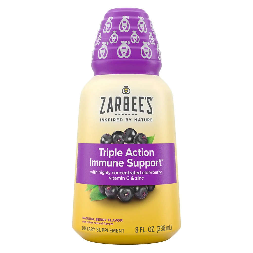 Solid Zarbees Daily Immune Support Syrup with Elderberry Black Elderberry Flavor 8 Oz Recyclable