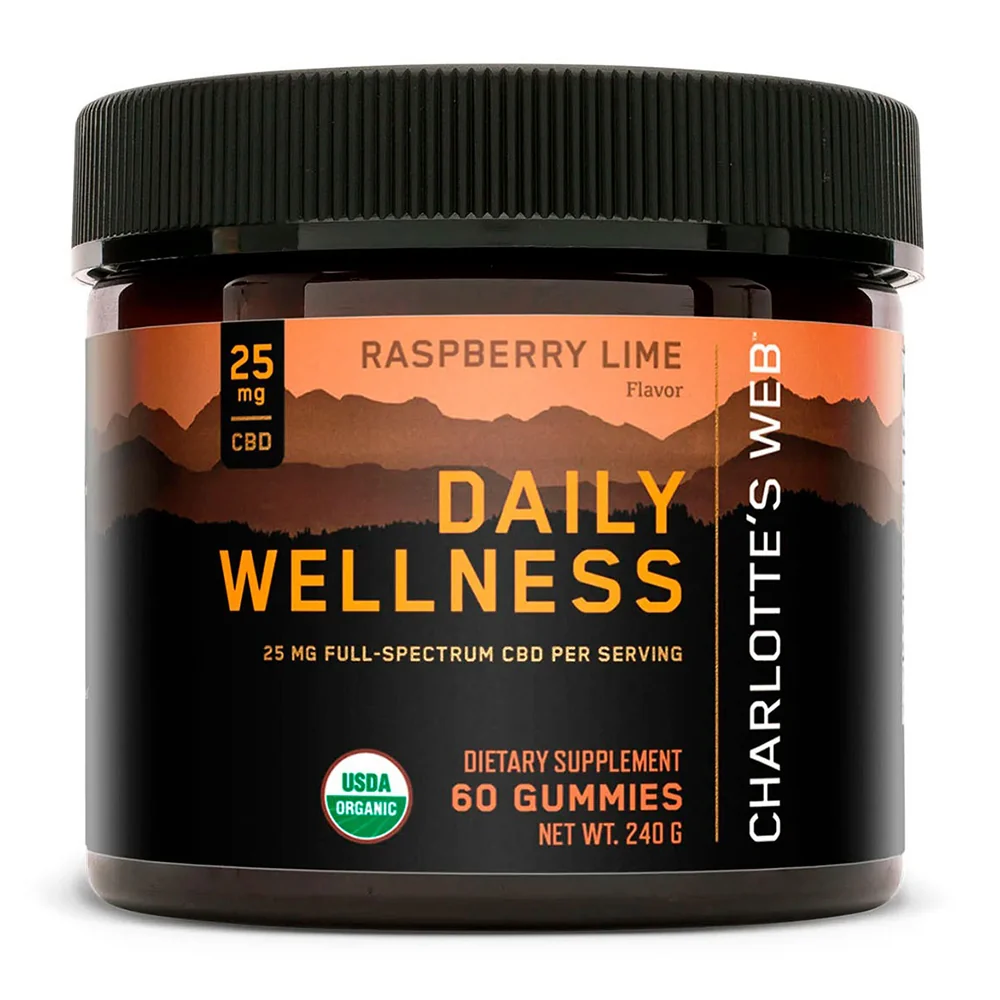 Smooth Charlottes Web Daily Wellness 25mg Support Dietary Supplement Gummies Raspberry Lime Flavor 60Ea Environmentally Friendly