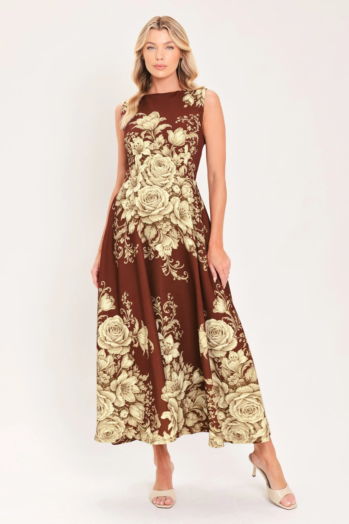 Breathable Antique Petal Regalia Woven Midi Dress Long-Lasting