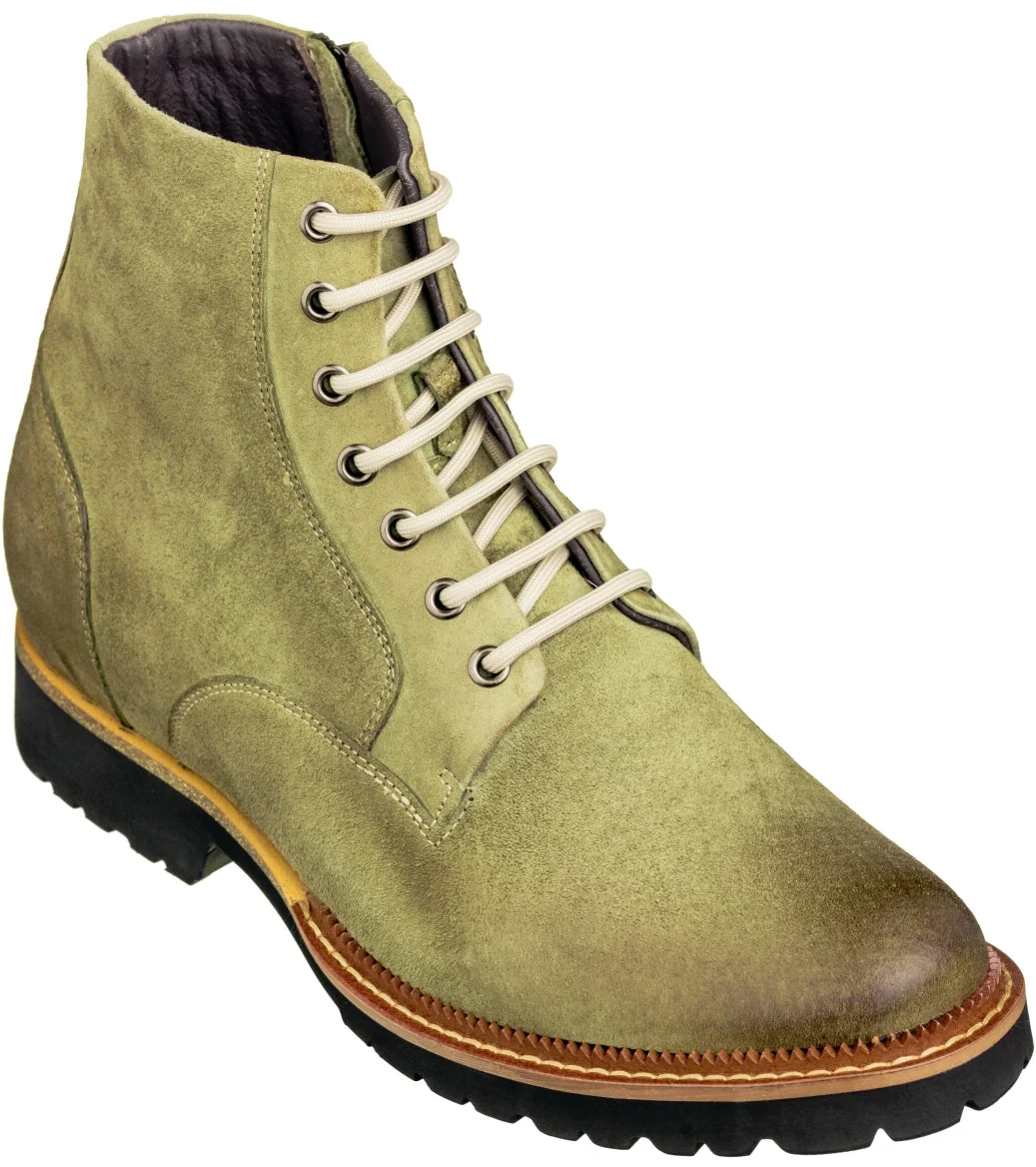 High-Grade CALTO - K24402 - 3 Inches Taller Olive - Casual Zipper Boots Elite