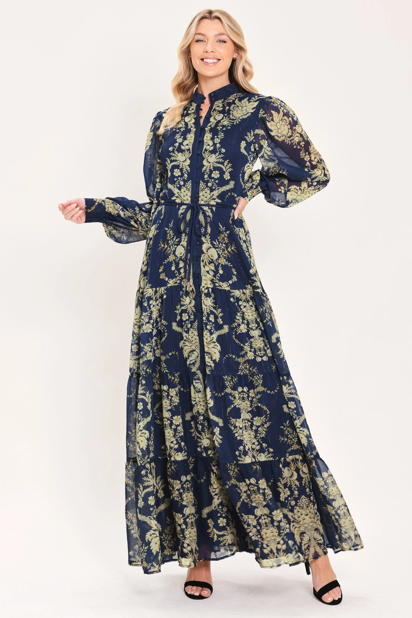 Specialty Royal Heritage Bloom Woven Maxi Dress Authentic