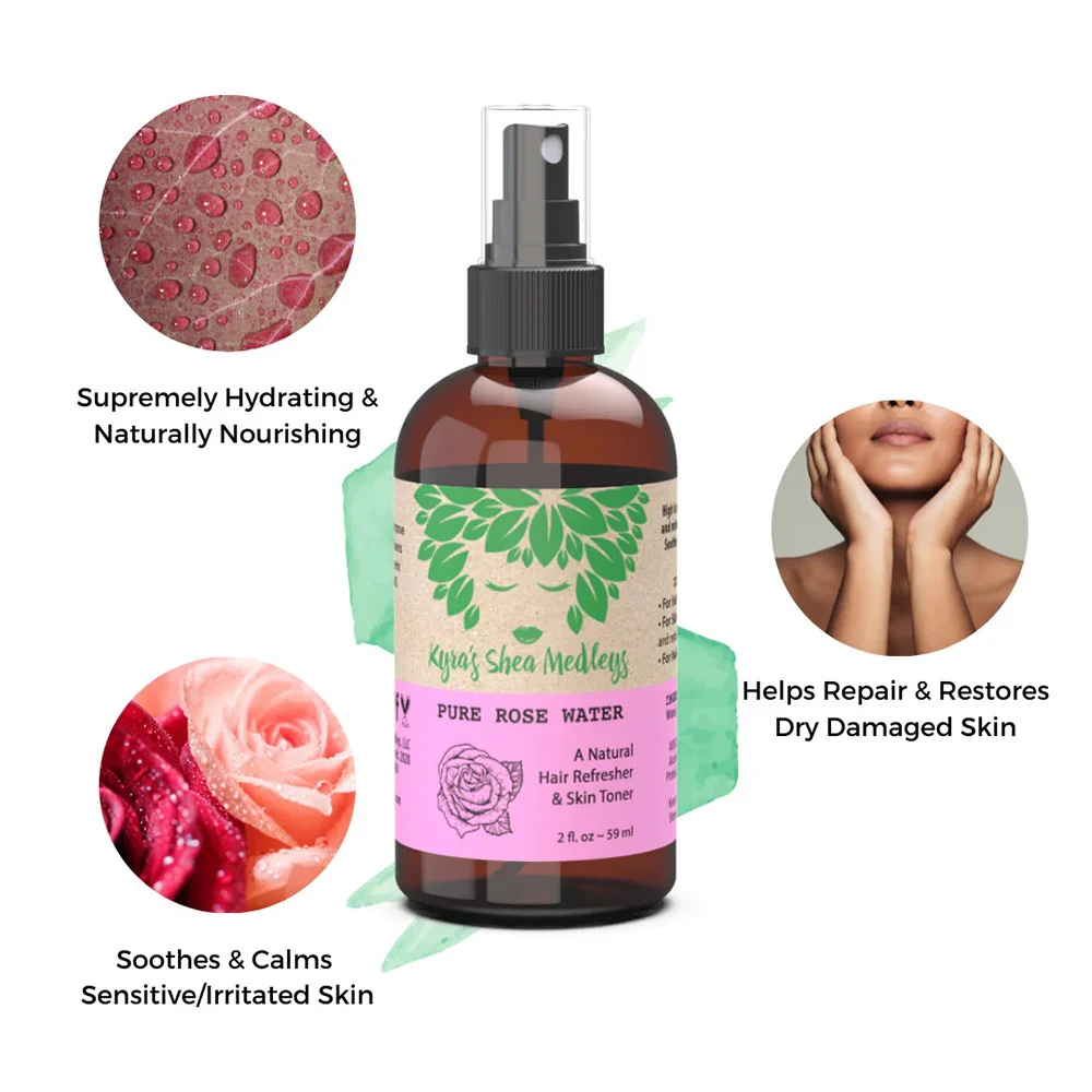 Eco-Friendly Kyras Shea Medleys Pure Rose Water for Skin and Hair 2 Oz Trendy