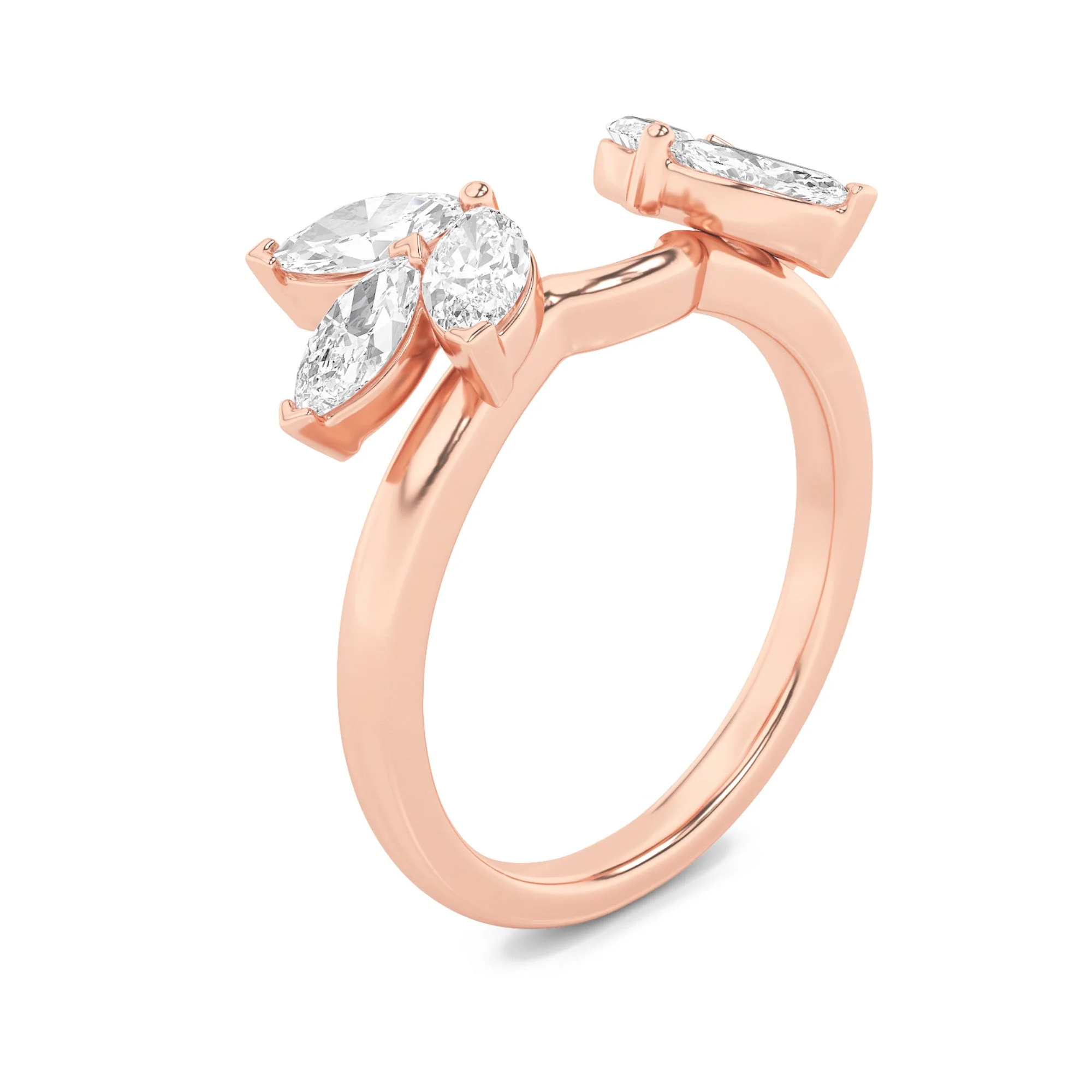 High-Quality 1Cttw Marquise Shaped Lab Grown Diamond F V Wrap Ring in 14K Gold Premium