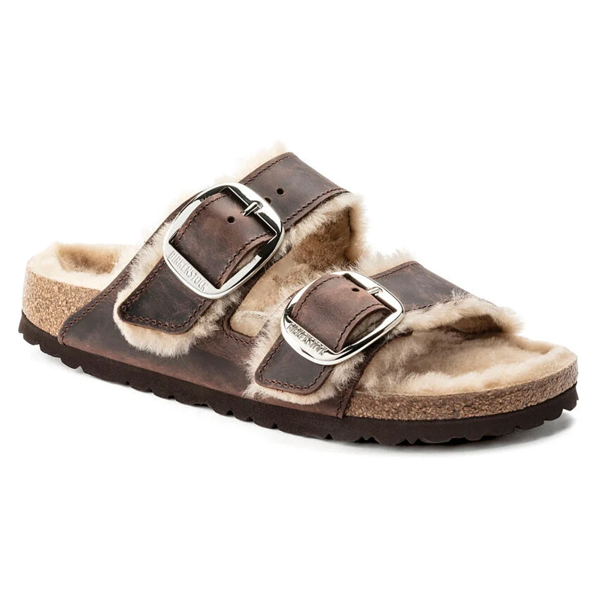 Artisan Birkenstock Women's Arizona Big Buckle Shearling Oiled Leather Sandals Breathable